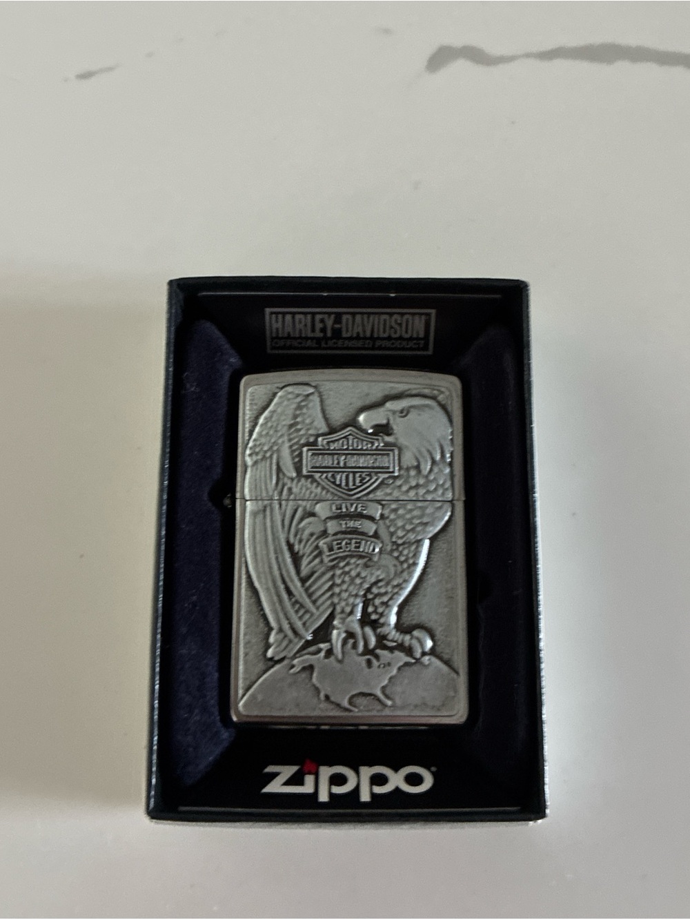 Harley-Davidson Silver Eagle Relief Zippo Lighter